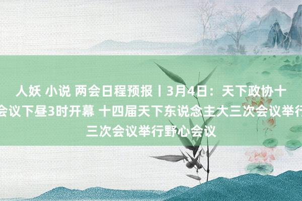 人妖 小说 两会日程预报丨3月4日：天下政协十四届三次会议下昼3时开幕 十四届天下东说念主大三次会议举行野心会议