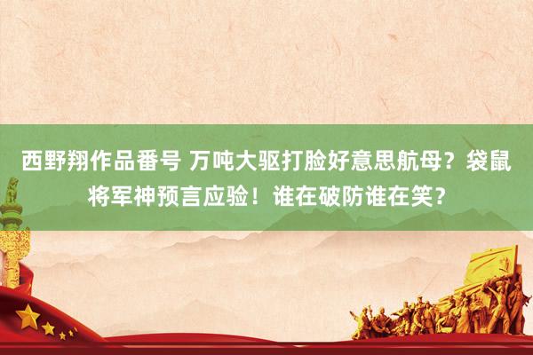 西野翔作品番号 万吨大驱打脸好意思航母？袋鼠将军神预言应验！谁在破防谁在笑？
