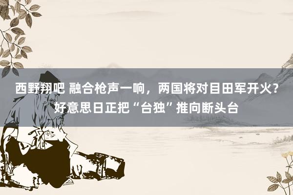 西野翔吧 融合枪声一响，两国将对目田军开火？好意思日正把“台独”推向断头台