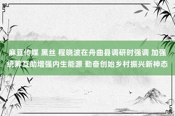 麻豆传媒 黑丝 程晓波在舟曲县调研时强调 加强统筹互助增强内生能源 勤奋创始乡村振兴新神态