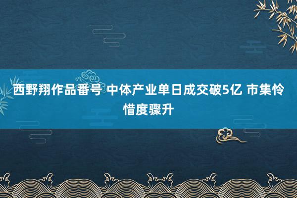 西野翔作品番号 中体产业单日成交破5亿 市集怜惜度骤升