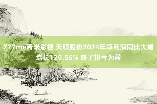 777me奇米影视 天顺股份2024年净利润同比大幅增长120.56% 终了扭亏为盈