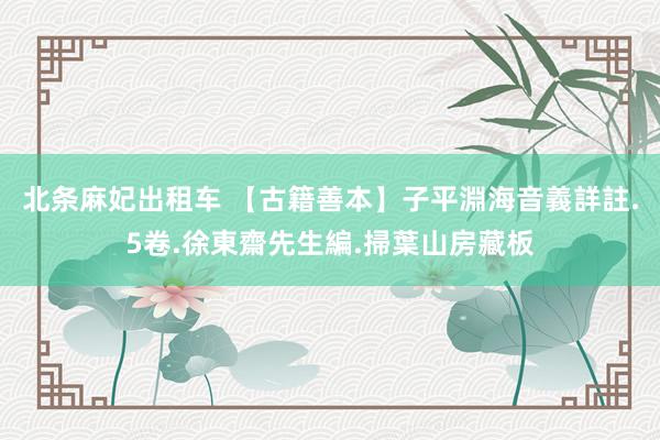 北条麻妃出租车 【古籍善本】子平淵海音義詳註.5卷.徐東齋先生編.掃葉山房藏板