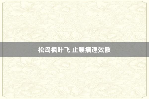 松岛枫叶飞 止腰痛速效散