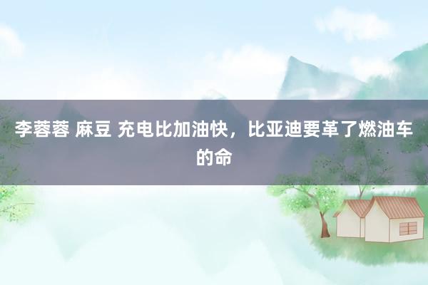 李蓉蓉 麻豆 充电比加油快，比亚迪要革了燃油车的命