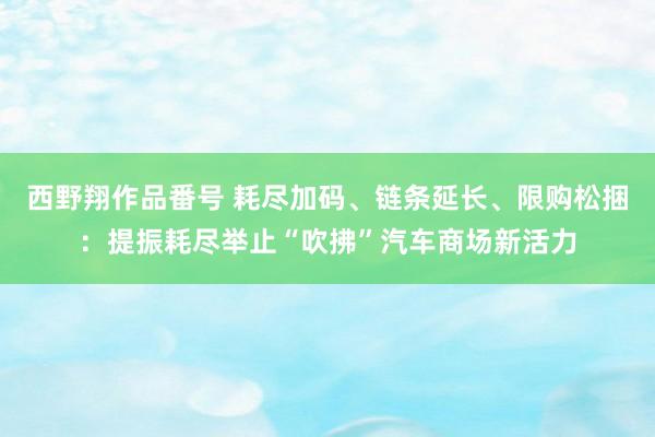 西野翔作品番号 耗尽加码、链条延长、限购松捆：提振耗尽举止“吹拂”汽车商场新活力