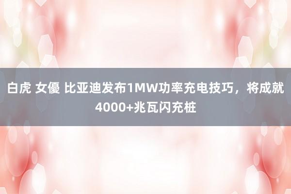 白虎 女優 比亚迪发布1MW功率充电技巧，将成就4000+兆瓦闪充桩